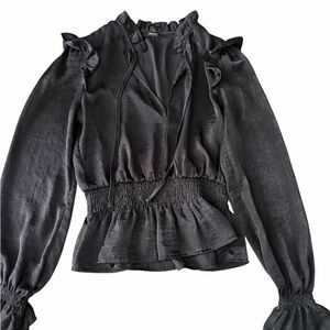 Forever 21 Black Ruffled Blouse